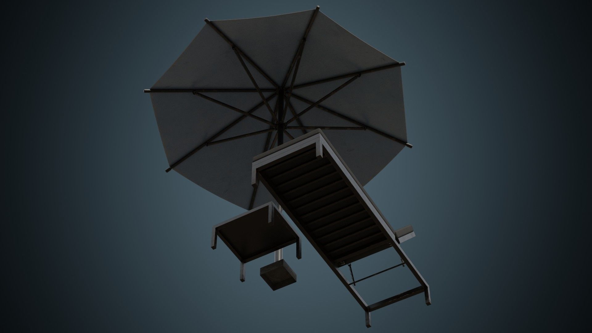 Sun Lounger 2B Low-poly 3D model_7