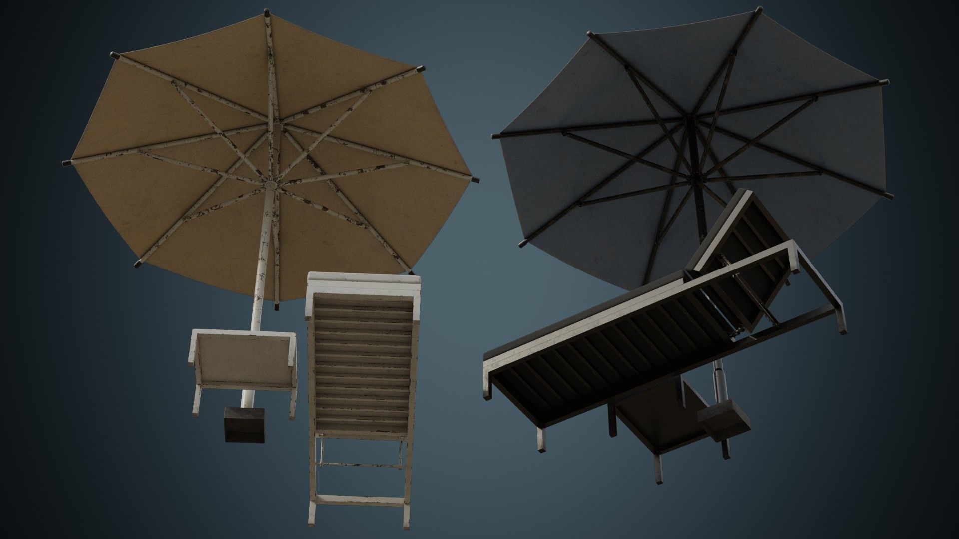 Sun Lounger 2B Low-poly 3D model_2