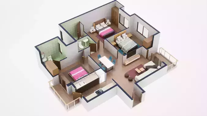 3D Floor Plan Model 50