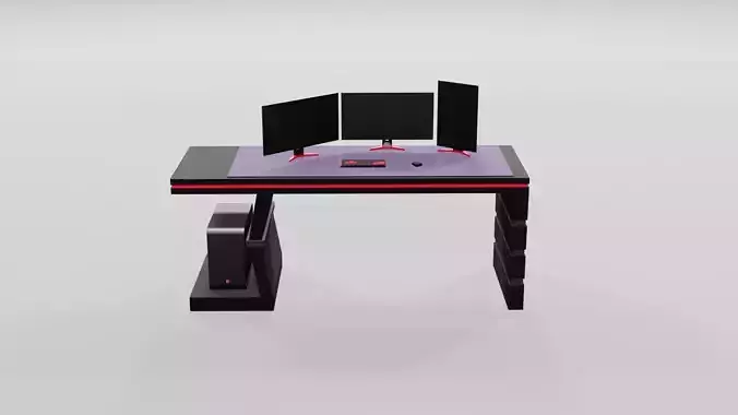 Gaming Computer Desk Low-poly 3D model