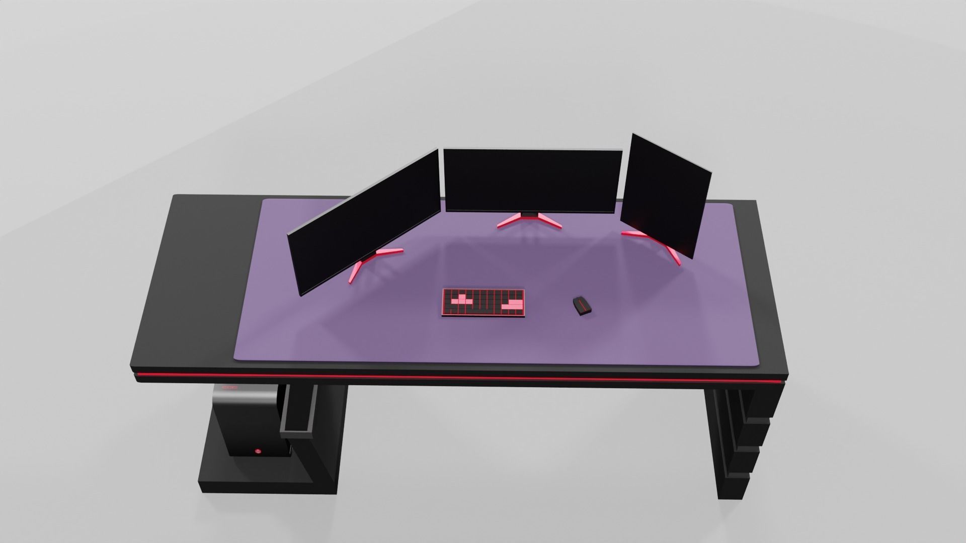 Gaming Computer Desk Low-poly 3D model_4