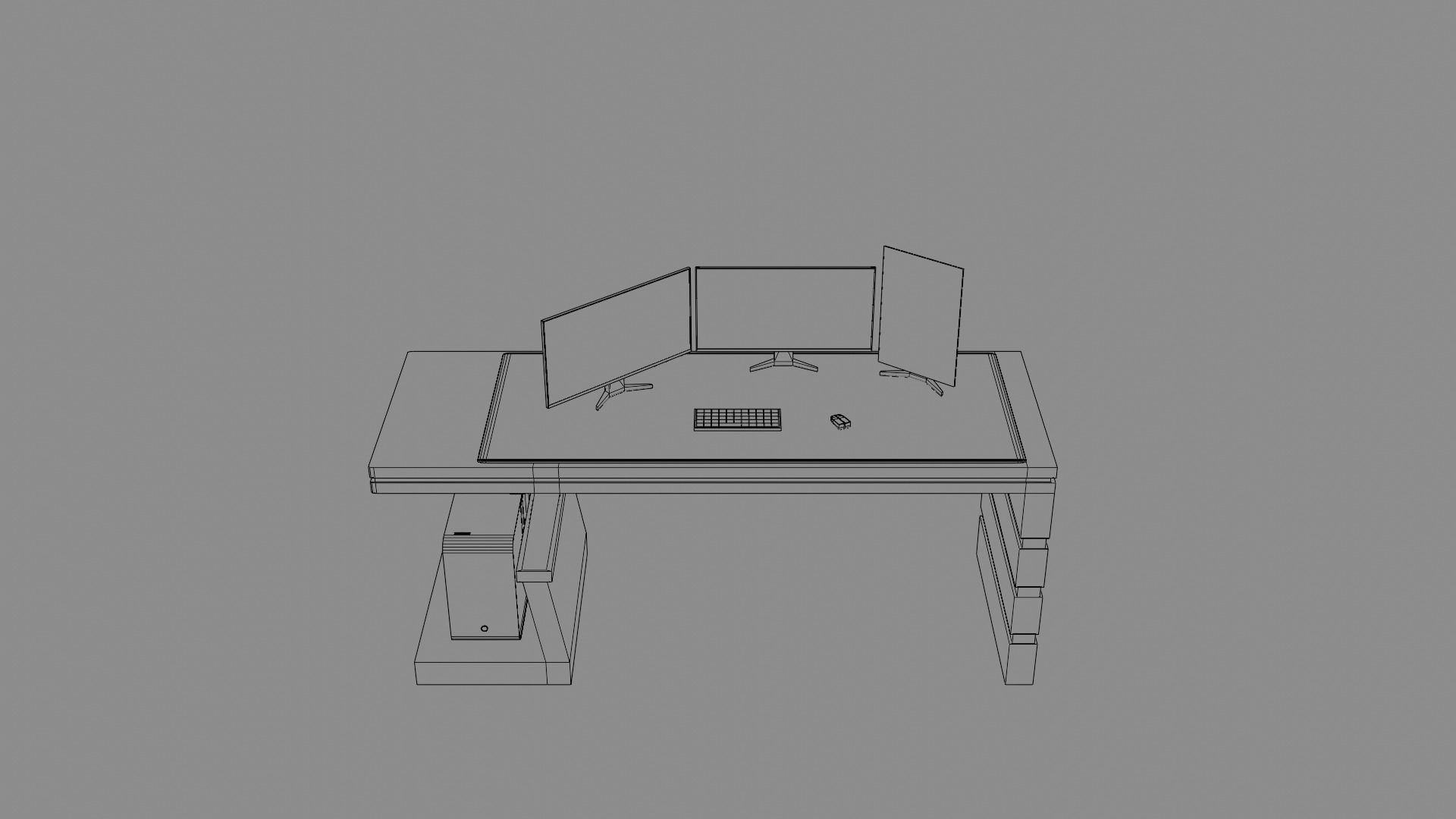 Gaming Computer Desk Low-poly 3D model_5