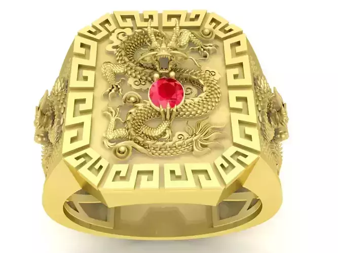 fengshui lucky chinese dragon men ring 3812 3D print model