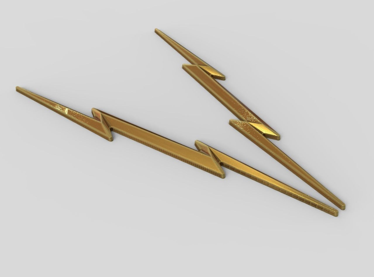 Lightning bolt letter v 3D print model_1
