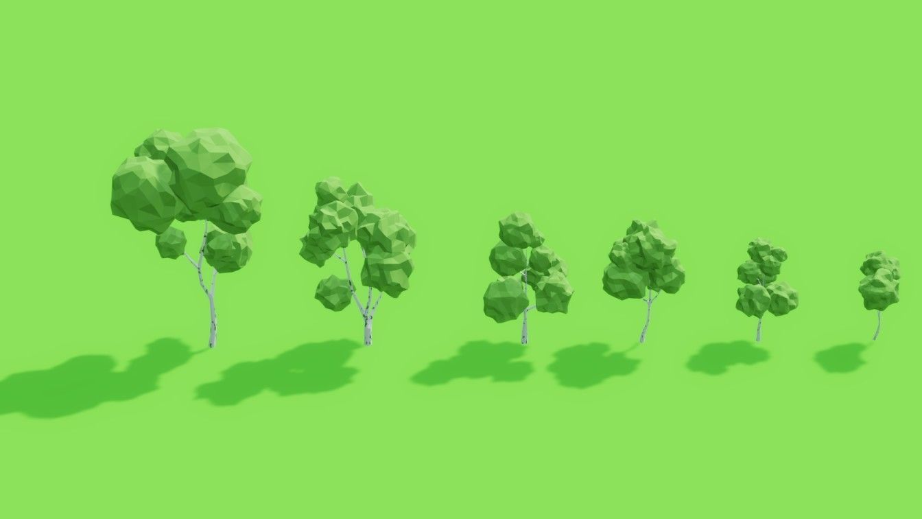 Low Poly Trees in forest Low-poly 3D model_3