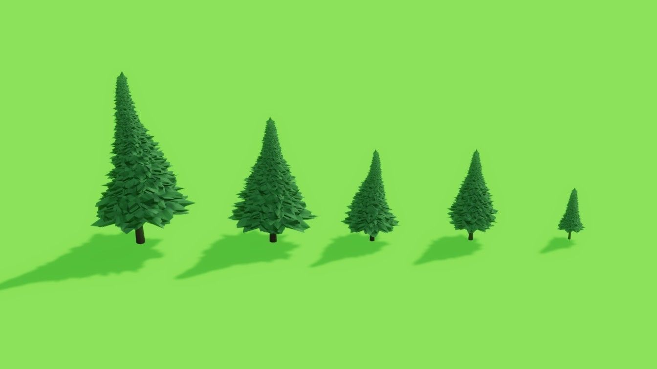 Low Poly Trees in forest Low-poly 3D model_4