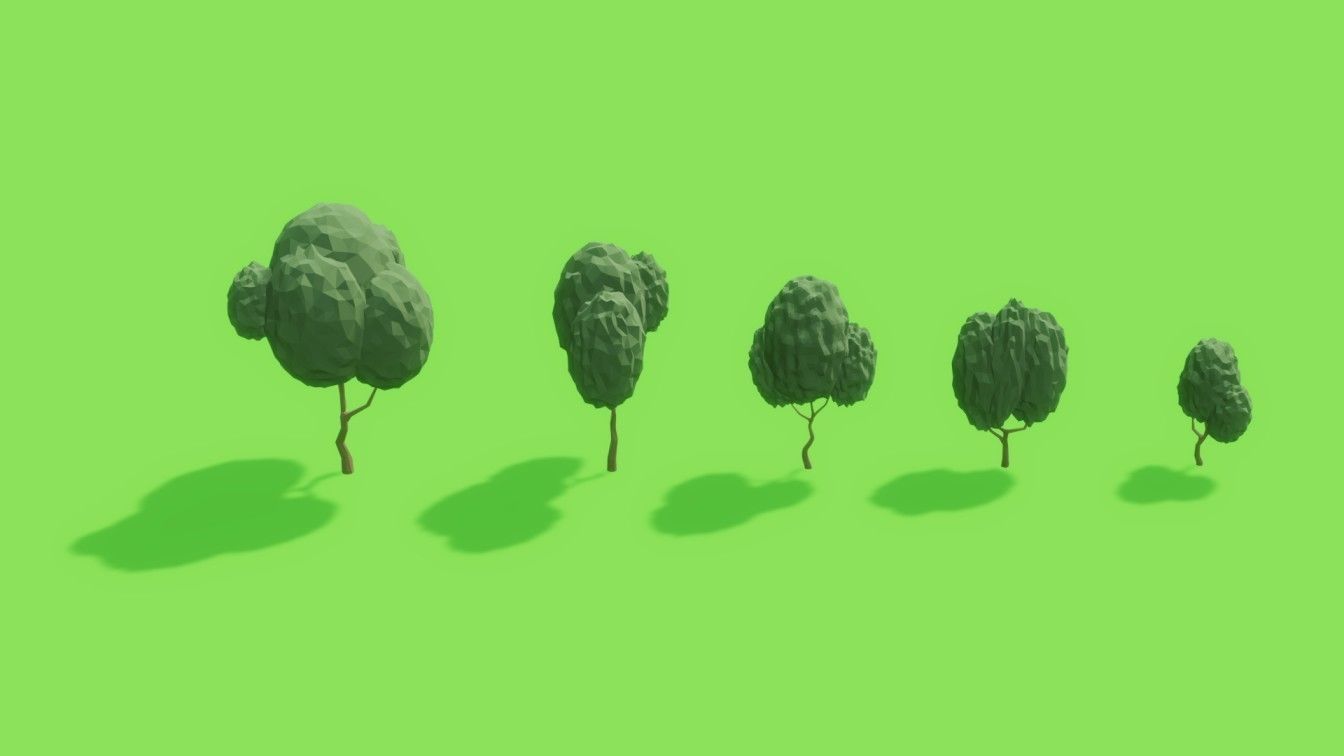 Low Poly Trees in forest Low-poly 3D model_5