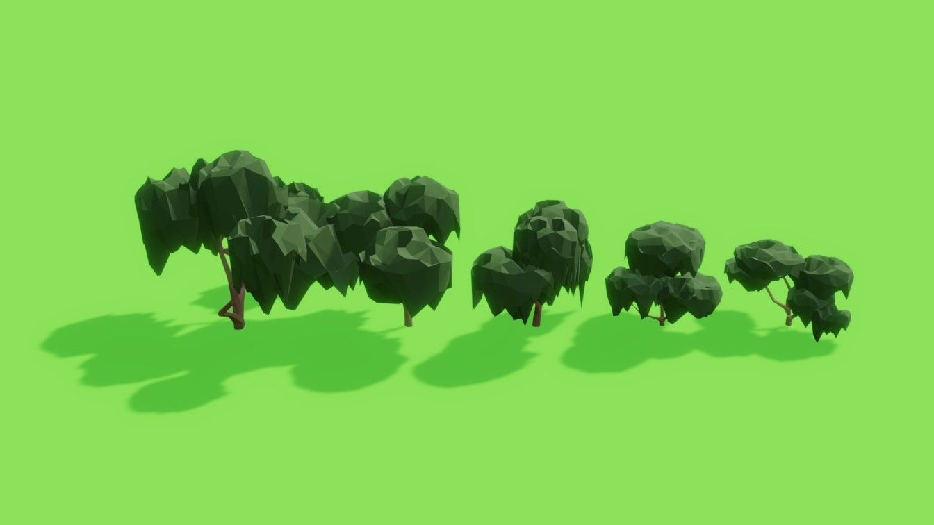 Low Poly Trees in forest Low-poly 3D model_6
