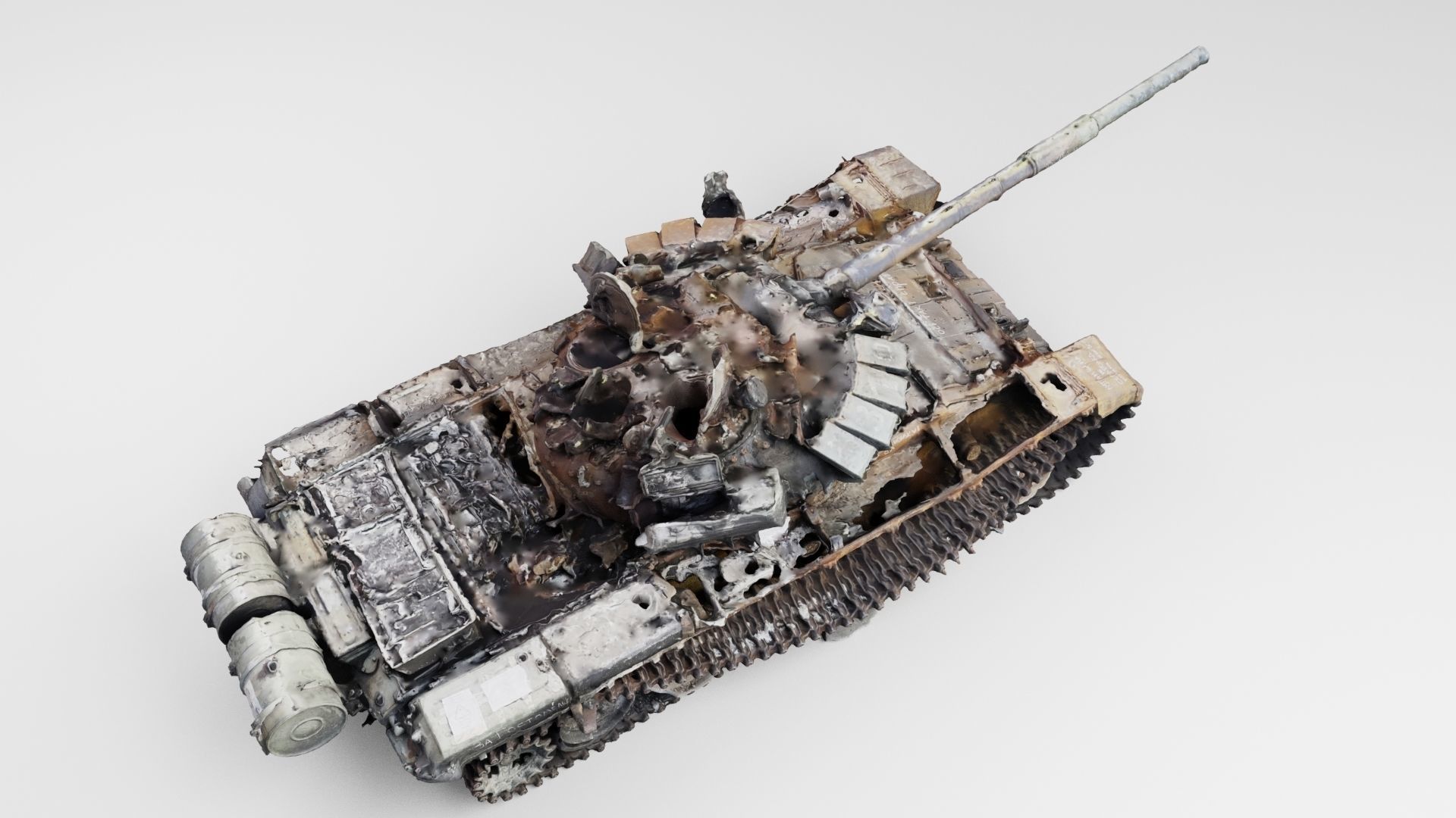 Russian T-72 tank destroyed by Ukrainian army  3D model_3