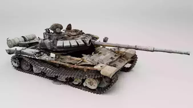 Russian T-72 tank destroyed by Ukrainian army  3D model Russian T-72 tank destroyed by Ukrainian army  3D model