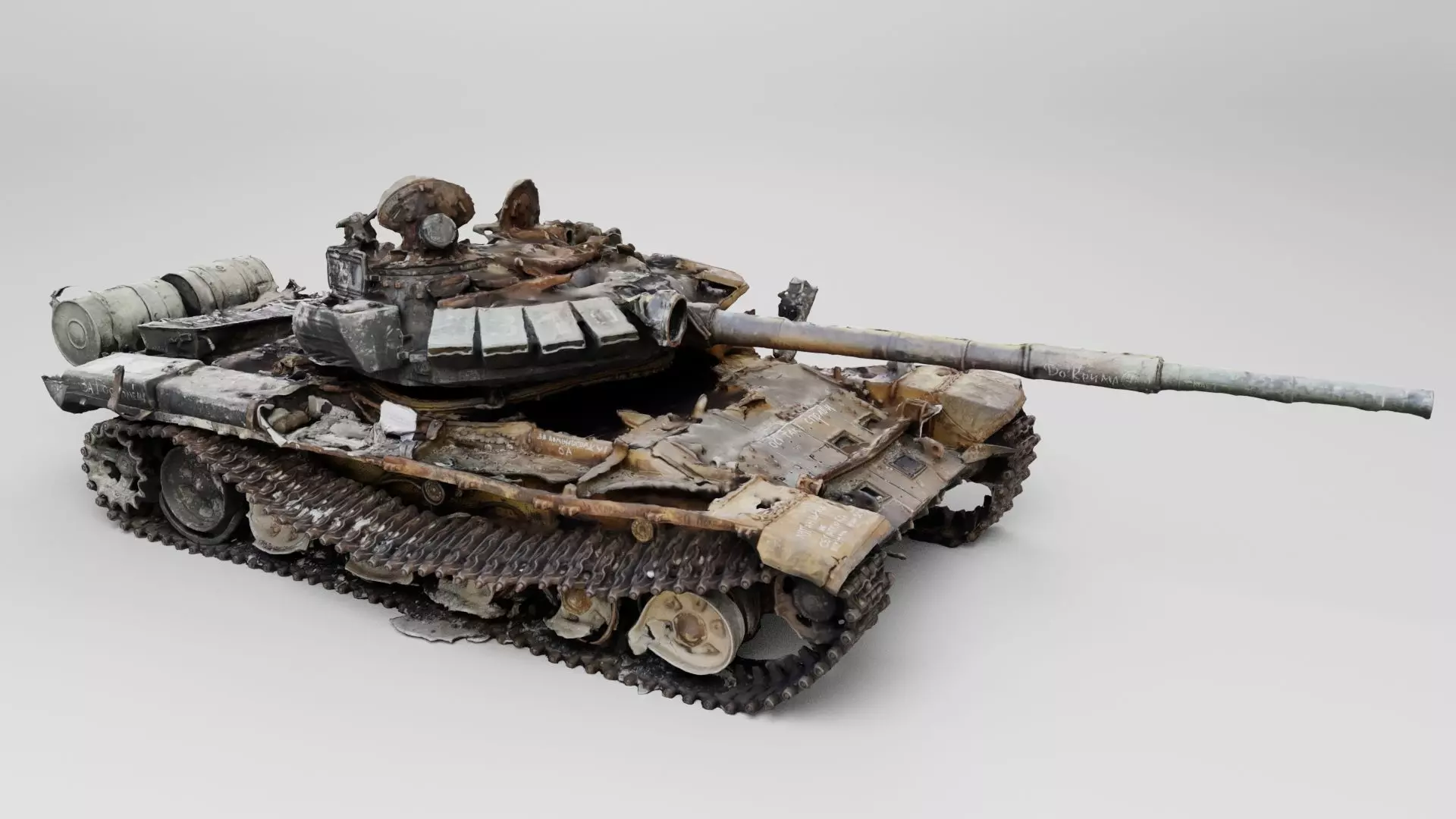 Russian T-72 tank destroyed by Ukrainian army  3D model_0