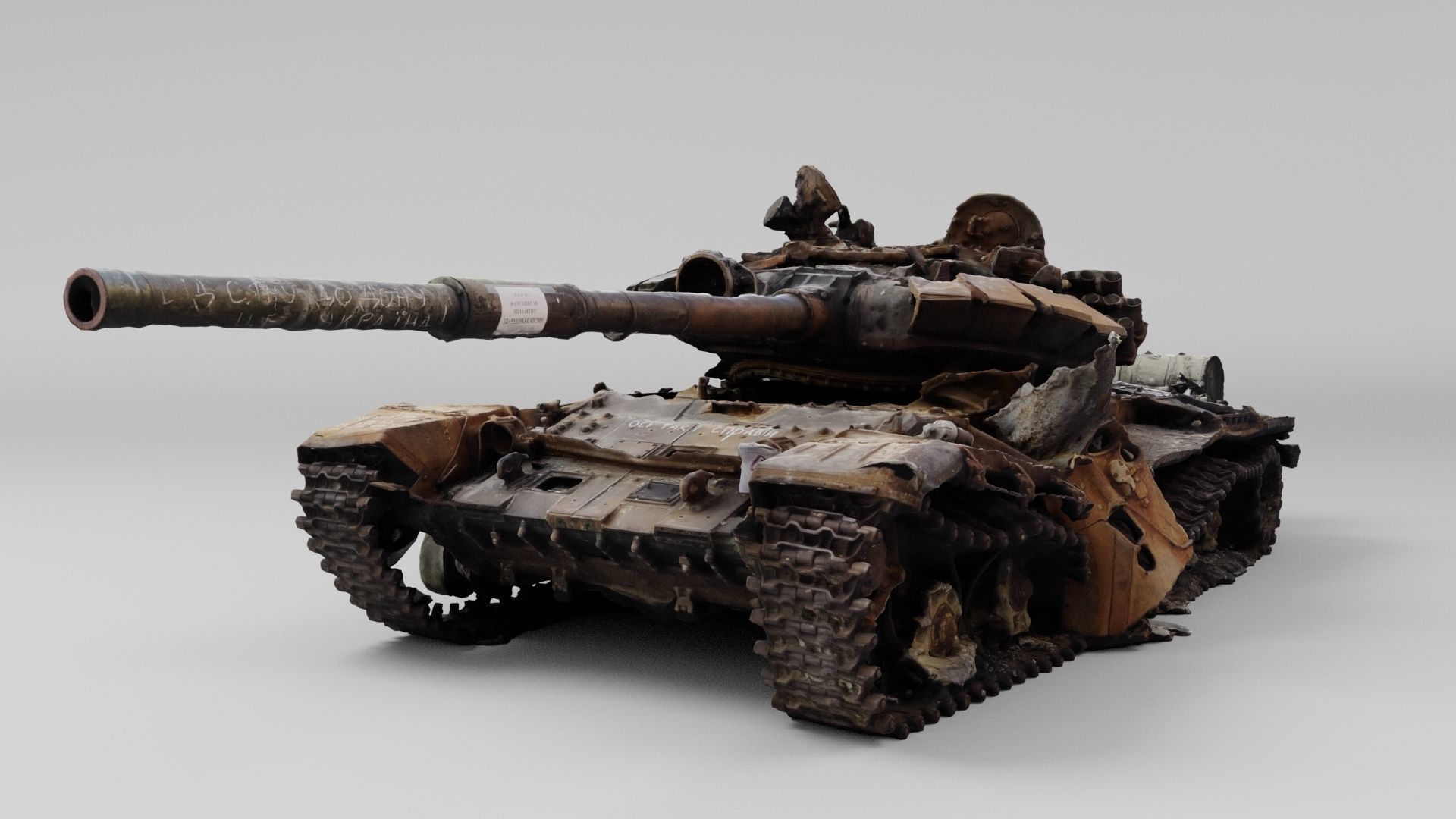 Russian T-72 tank destroyed by Ukrainian army  3D model_4