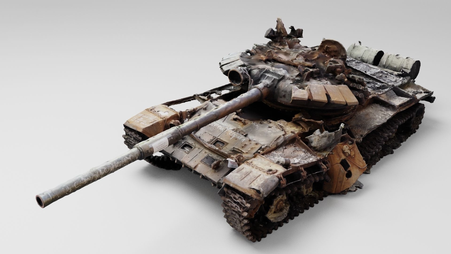 Russian T-72 tank destroyed by Ukrainian army  3D model_1