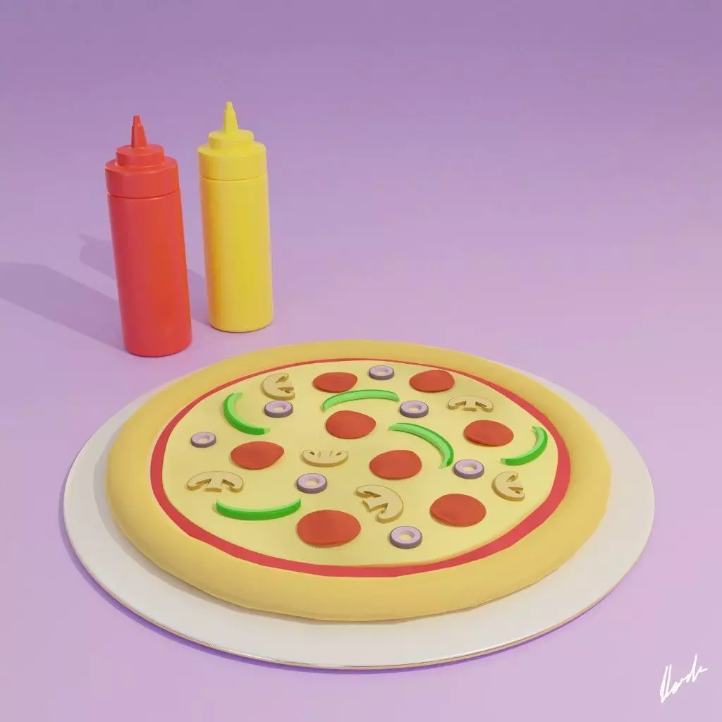 Low poly Pizza in Blender Free 3D model_0