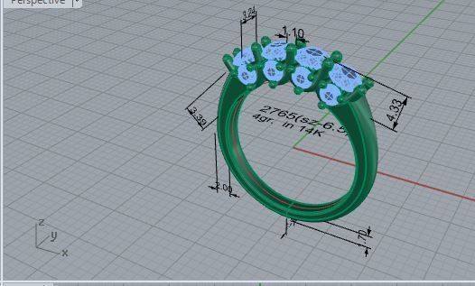 4-Stone Diamond ring 2765 3D print model 3D print model_7