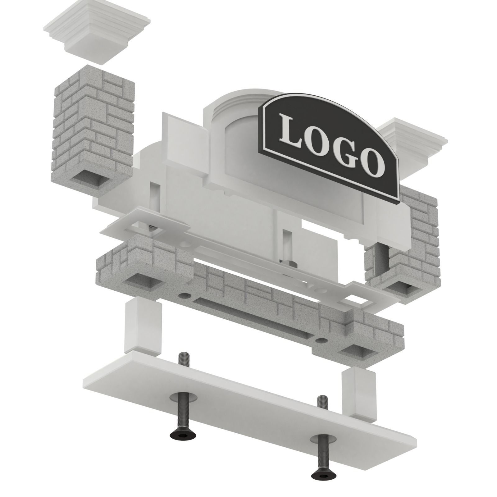 Printable Monument Sign Business Card Holder 3D print model_7