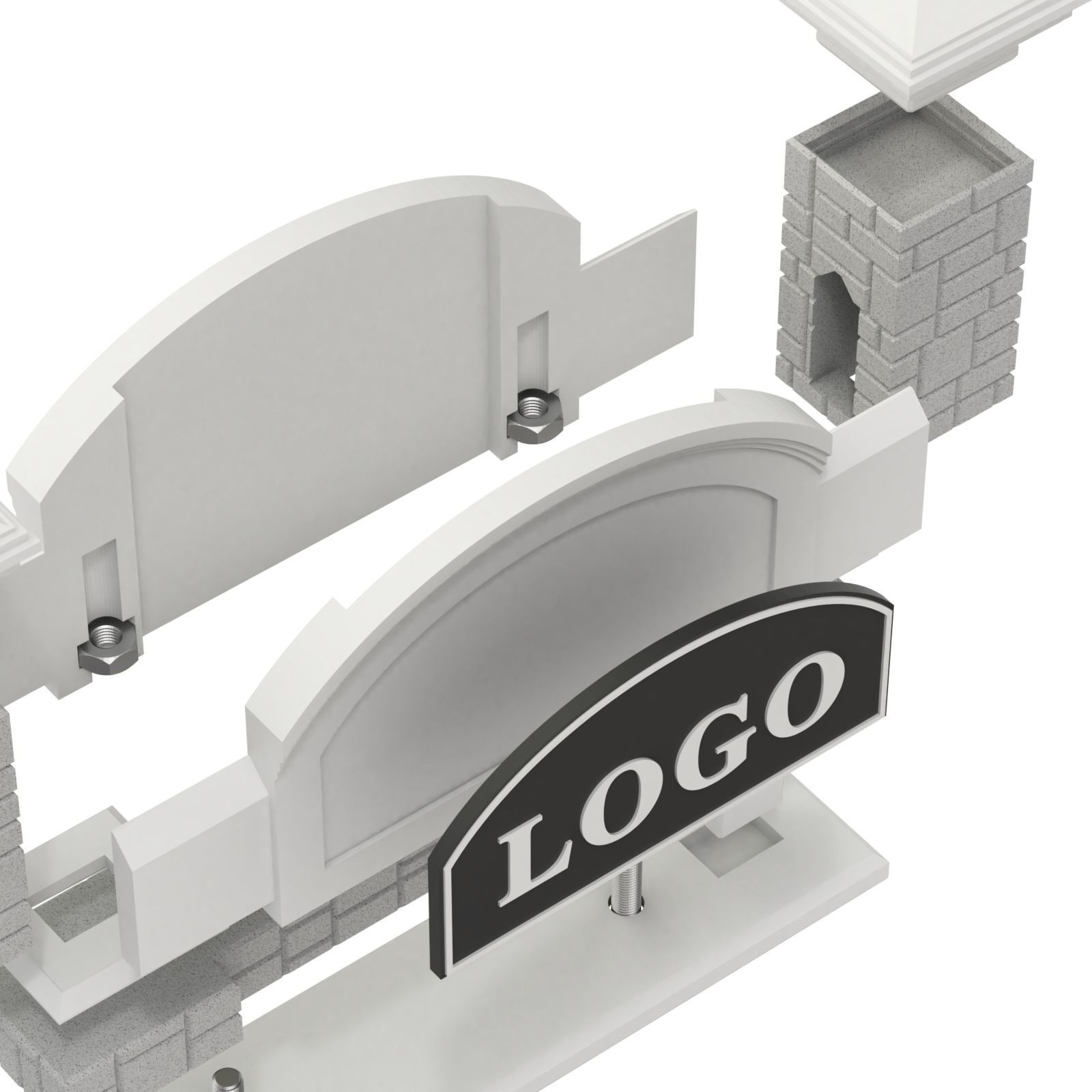 Printable Monument Sign Business Card Holder 3D print model_8