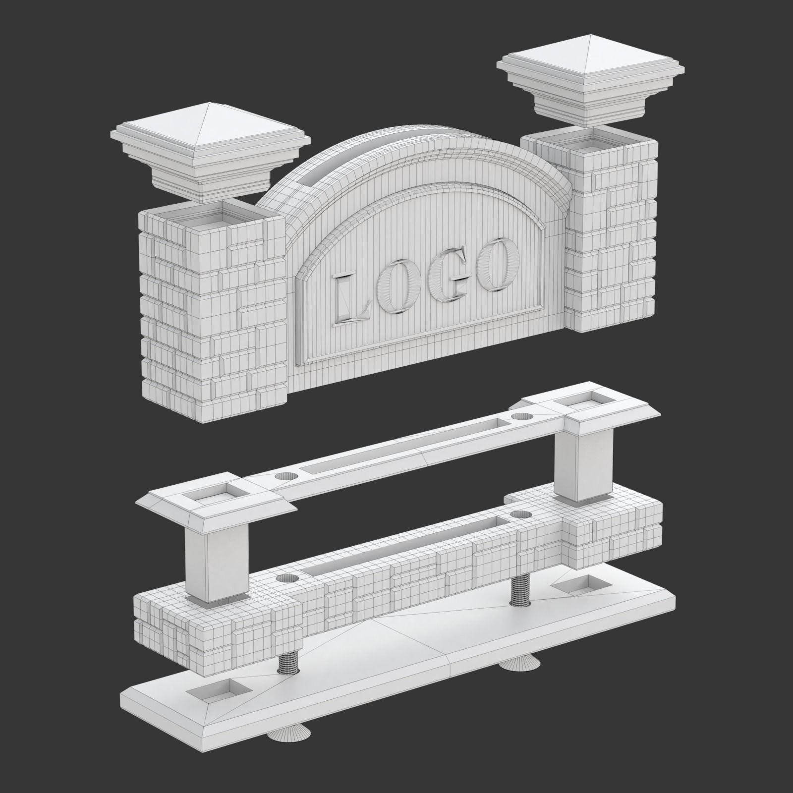 Printable Monument Sign Business Card Holder 3D print model_19