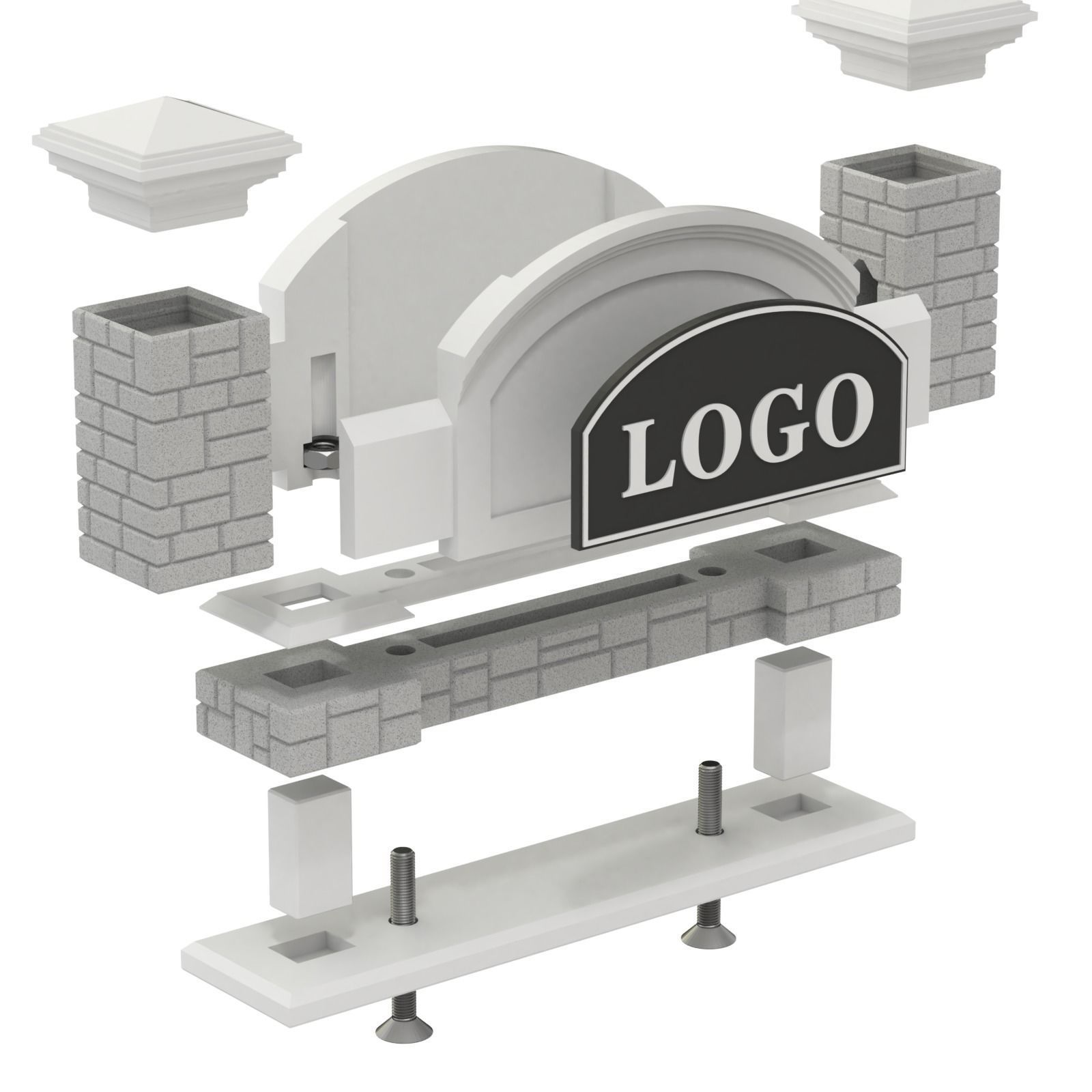 Printable Monument Sign Business Card Holder 3D print model_6