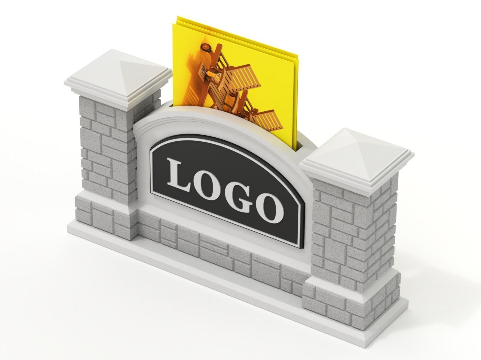 Printable Monument Sign Business Card Holder 3D print model_4