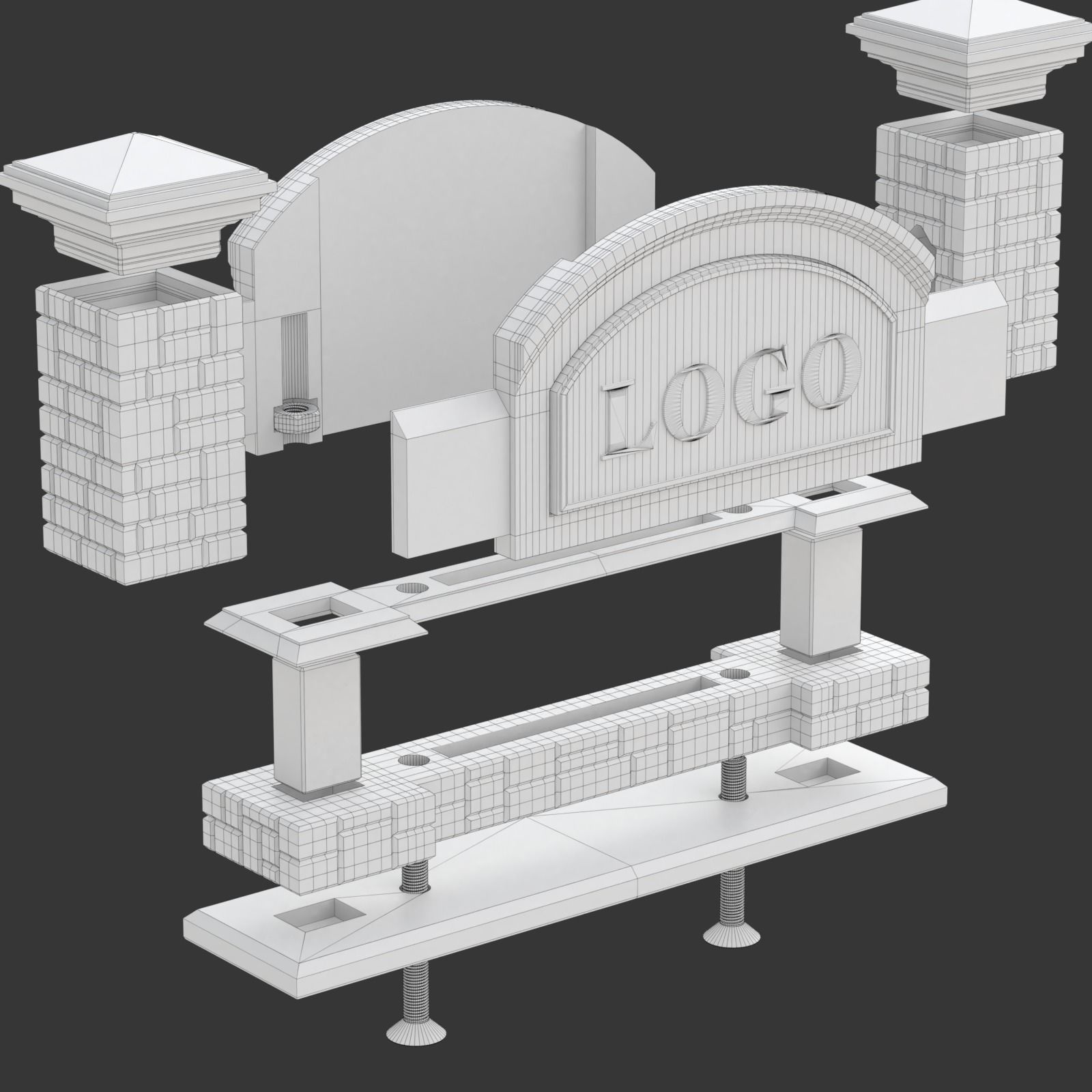 Printable Monument Sign Business Card Holder 3D print model_20