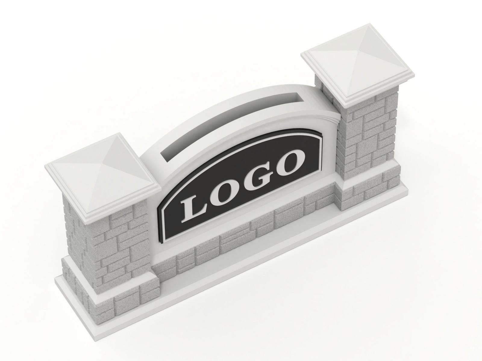 Printable Monument Sign Business Card Holder 3D print model_2
