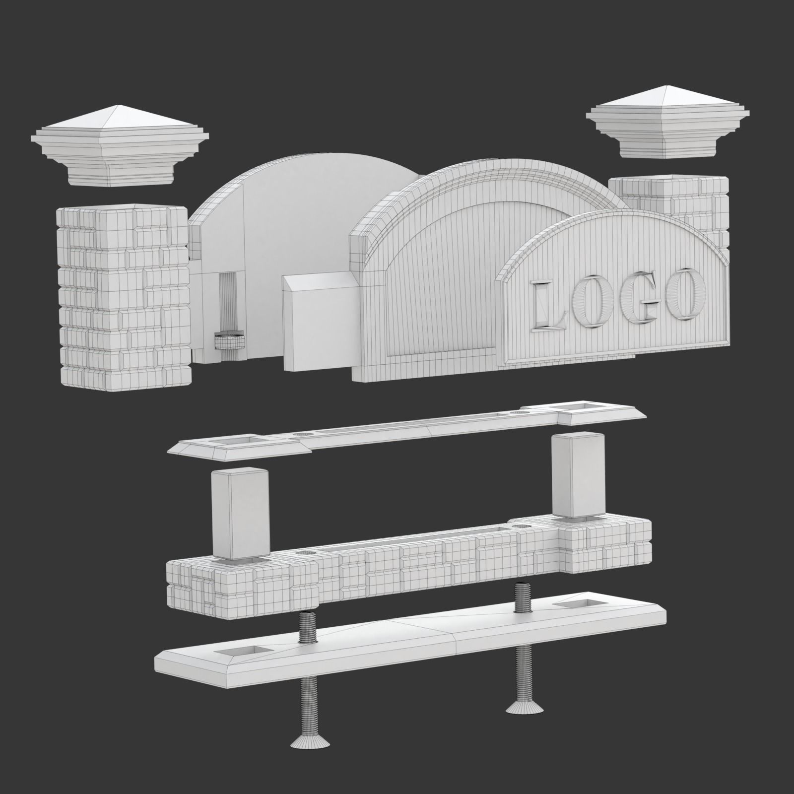 Printable Monument Sign Business Card Holder 3D print model_23