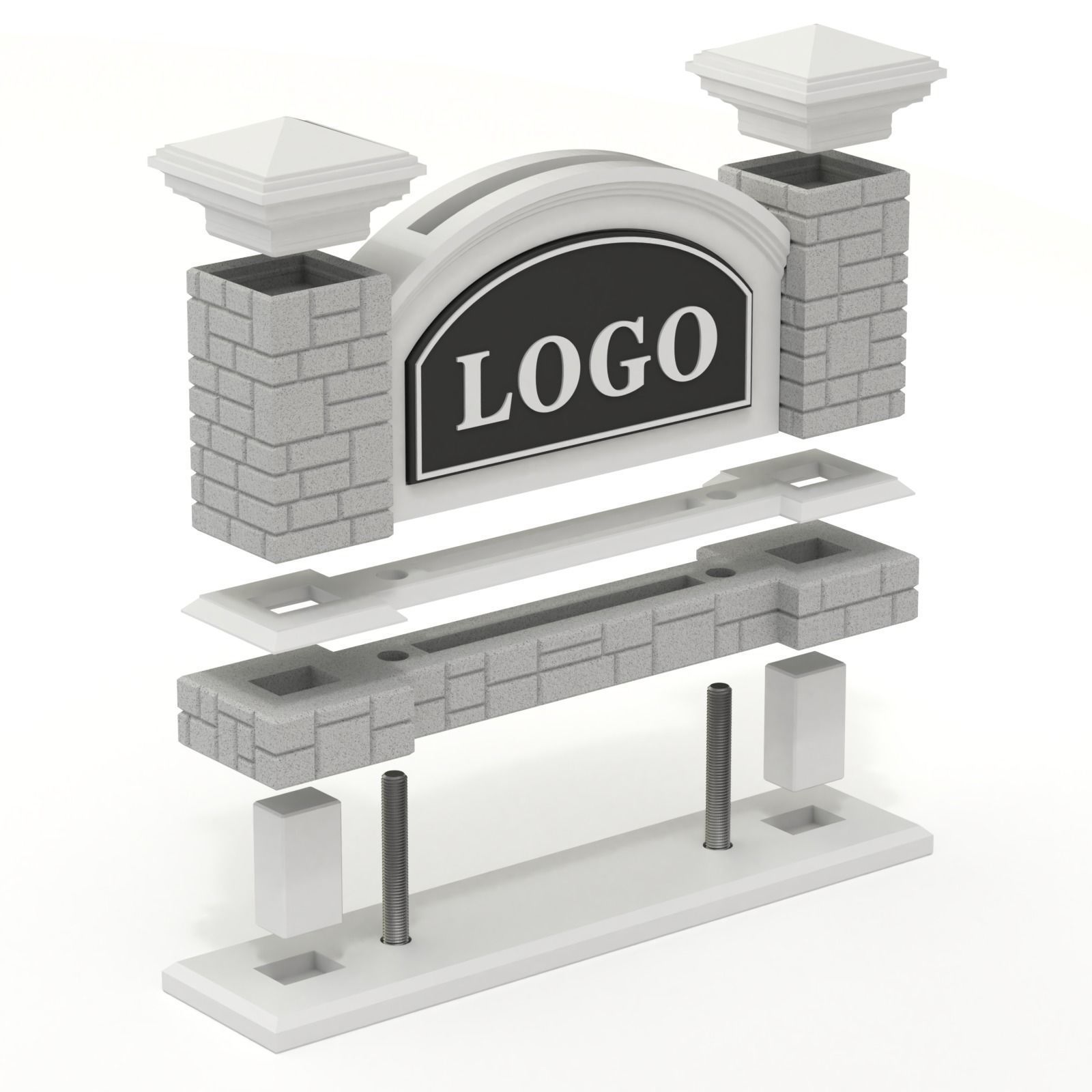 Printable Monument Sign Business Card Holder 3D print model_5