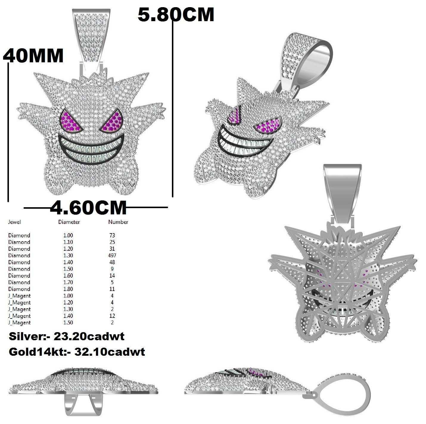 Gengar Pokemon Pendants Hip Hop 3D print model_8