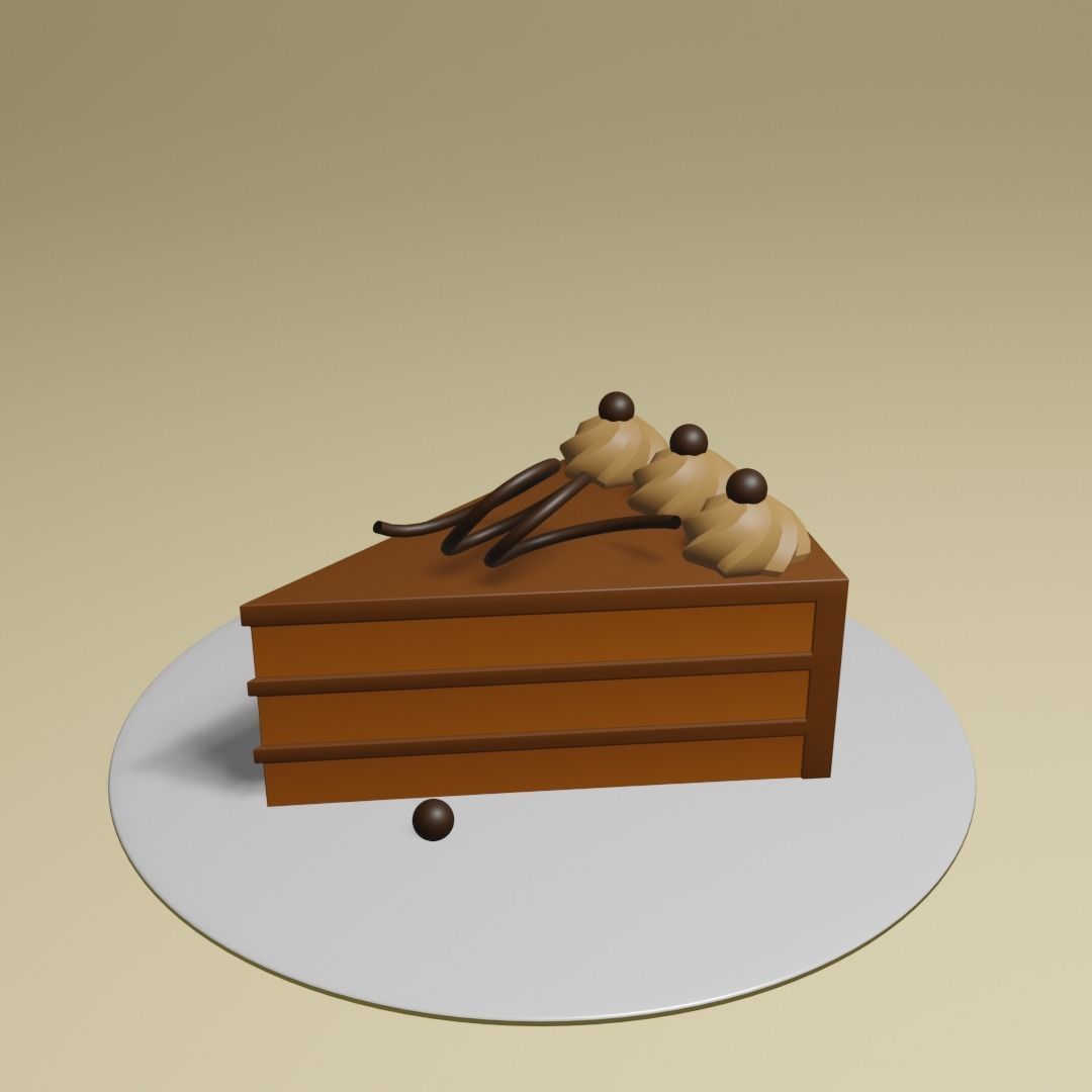 A slice of low poly cake in Blender Free 3D model_1