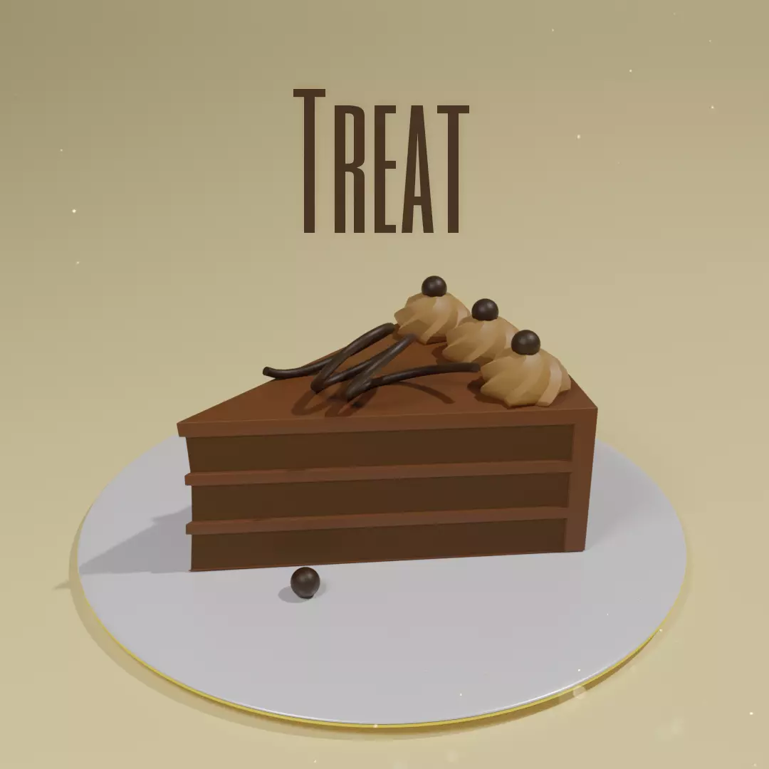 A slice of low poly cake in Blender Free 3D model_0