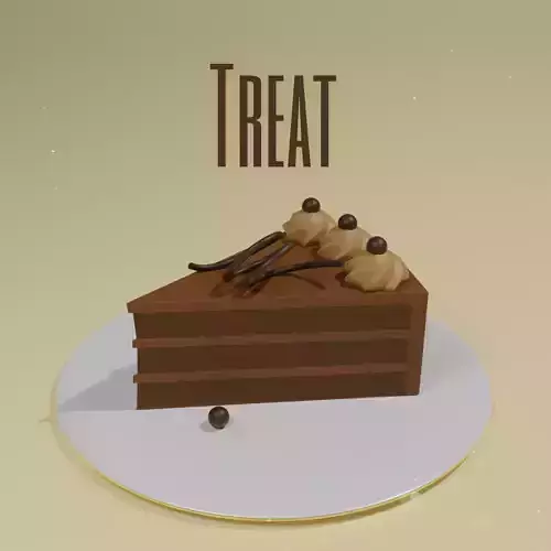 A slice of low poly cake in Blender