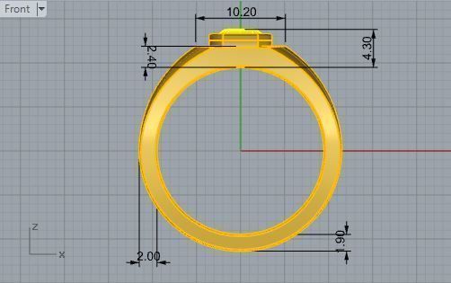 Green stone Diamond ring 2769 3D print model 3D print model_5