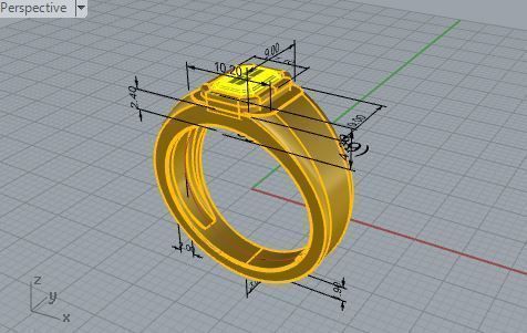 Green stone Diamond ring 2769 3D print model 3D print model_7