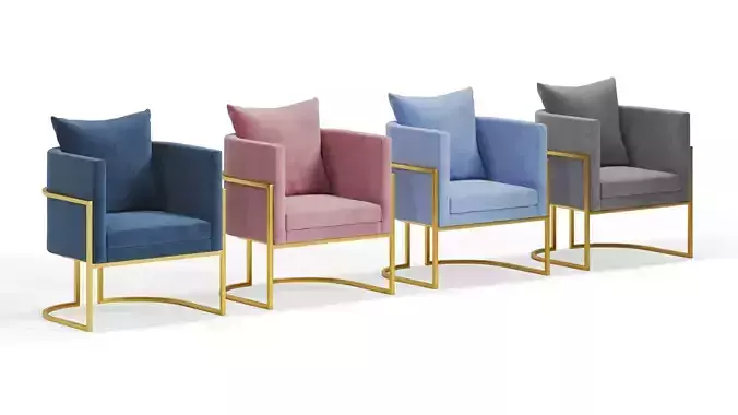 Armchair velvet chair with gold frame