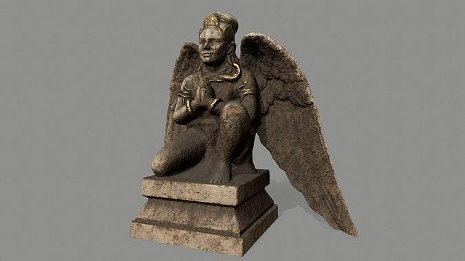 Angel statue of with wings Low-poly 3D model