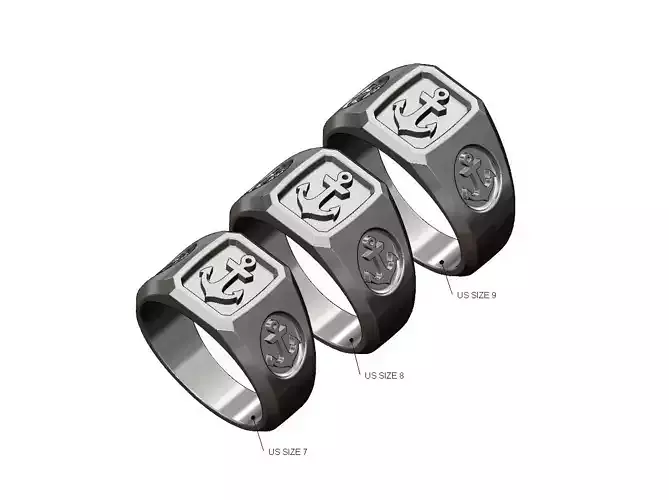 Anchor ornaments ring US sizes 7 8 9