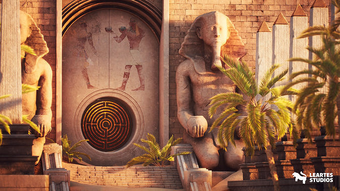 Desert Temple Environment  Low-poly 3D model 2