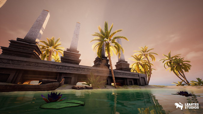 Desert Temple Environment  Low-poly 3D model 4