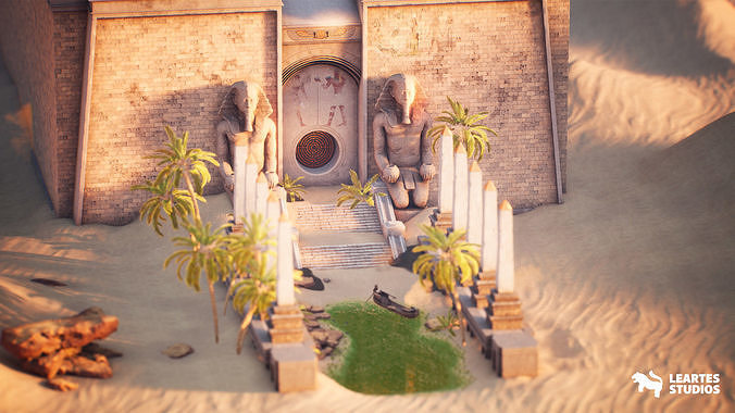 Desert Temple Environment  Low-poly 3D model 3