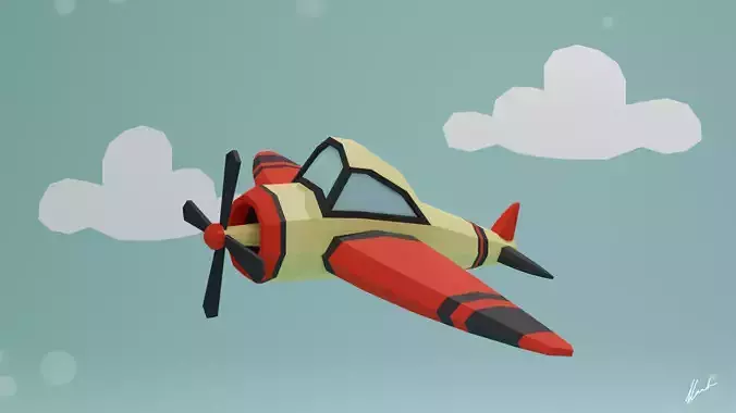 Low poly aircraft in blender Free low-poly 3D model