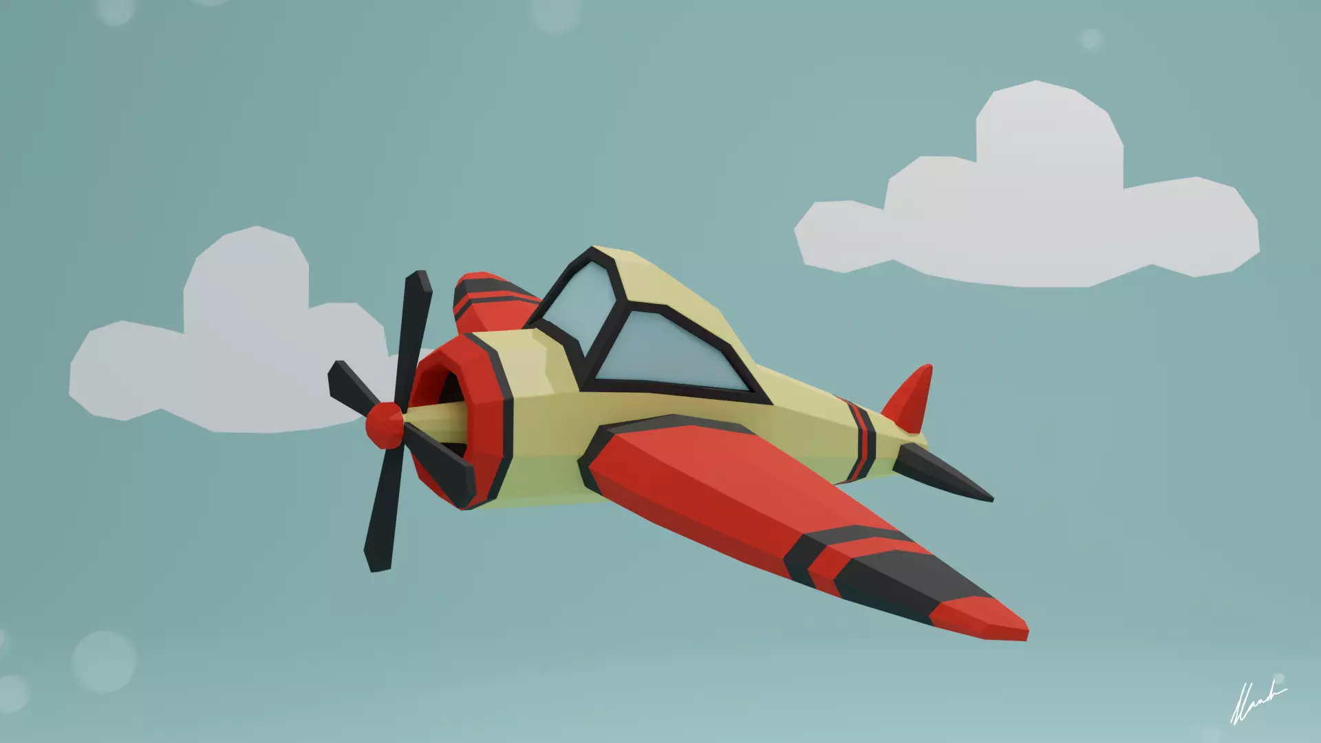 Low poly aircraft in blender Free low-poly 3D model_0