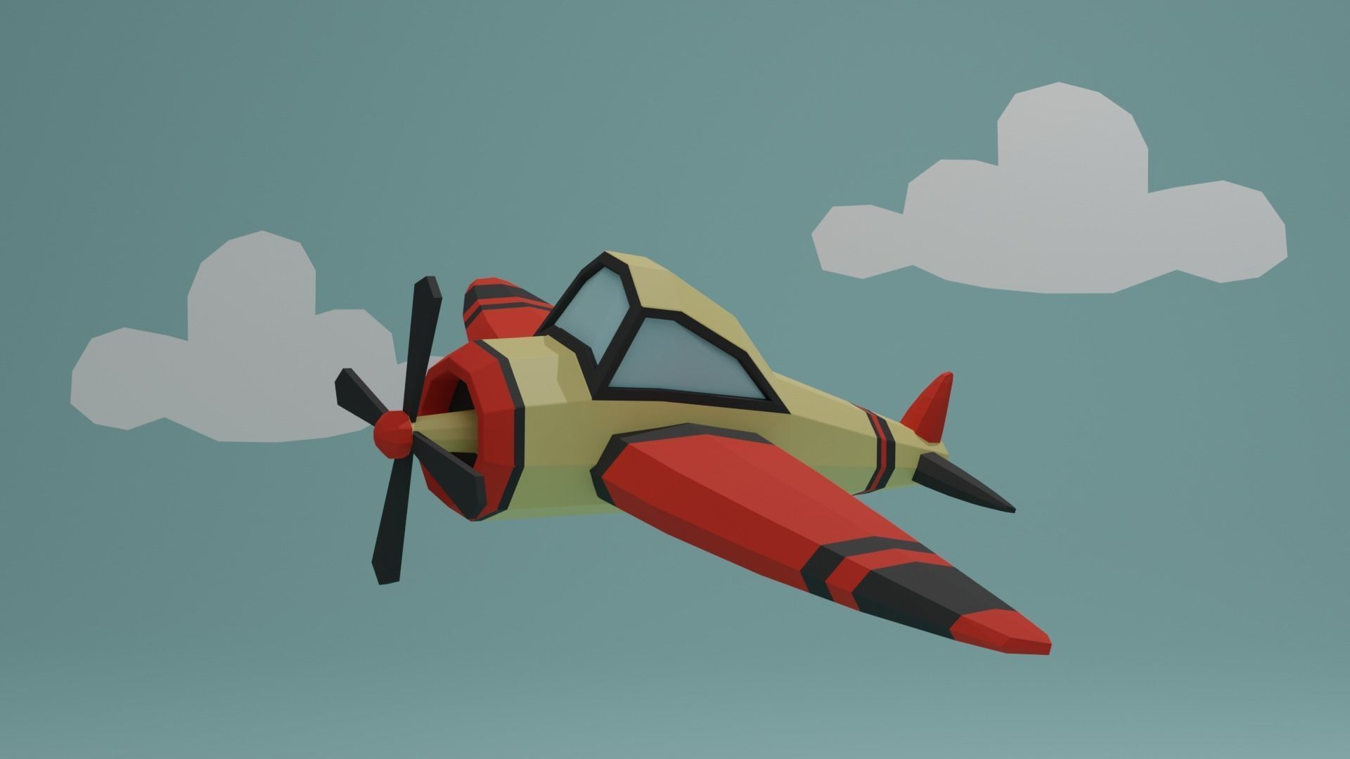 Low poly aircraft in blender Free low-poly 3D model_1