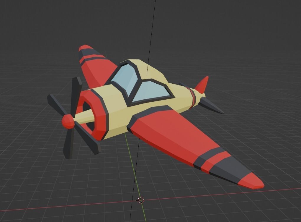 Low poly aircraft in blender Free low-poly 3D model_2