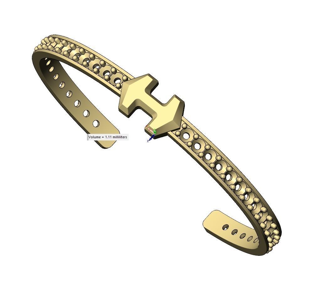 Diamond Hermes super H cuff bracelet size S 3D print model_10