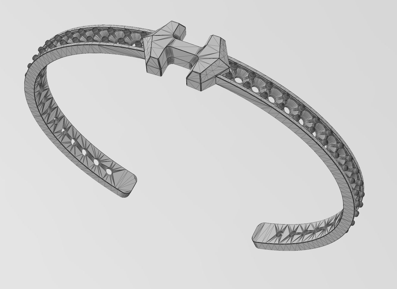 Diamond Hermes super H cuff bracelet size S 3D print model_11