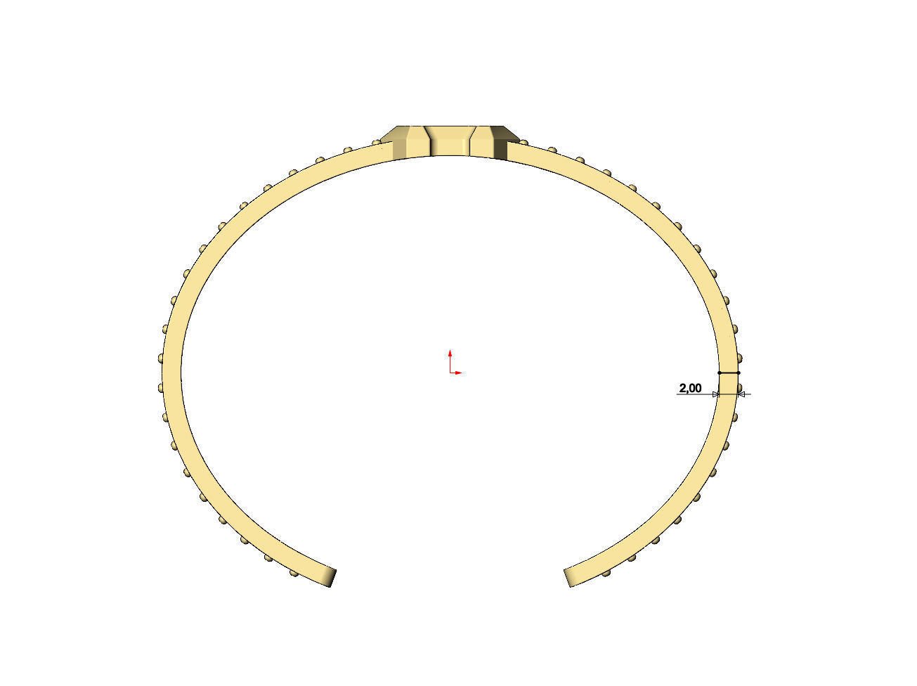 Diamond Hermes super H cuff bracelet size S 3D print model_9