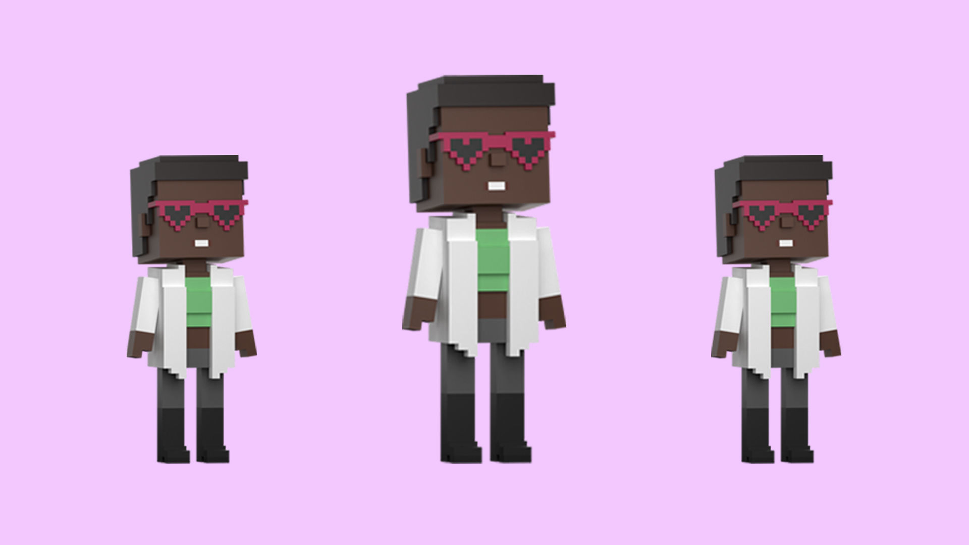 Low poly characters 4 in voxel style  Low-poly 3D model_13