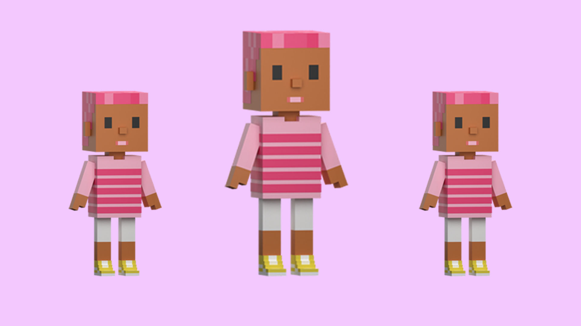 Low poly characters 4 in voxel style  Low-poly 3D model_19