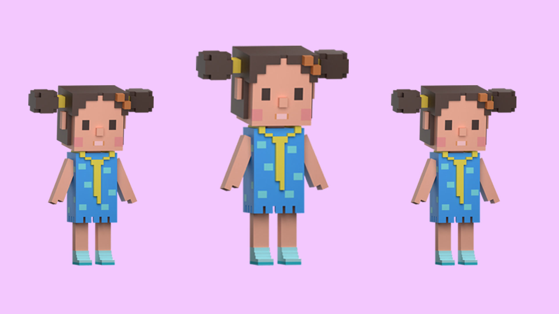 Low poly characters 4 in voxel style  Low-poly 3D model_25